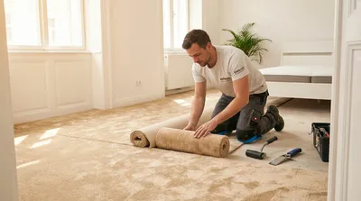 Teppichboden verlegen Wien - Gemütlicher Veloursteppich im Schlafzimmer
