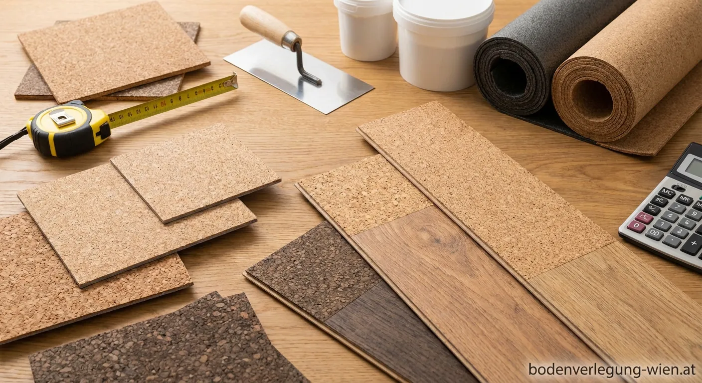 Korkboden Musterprobe mitPreisschild